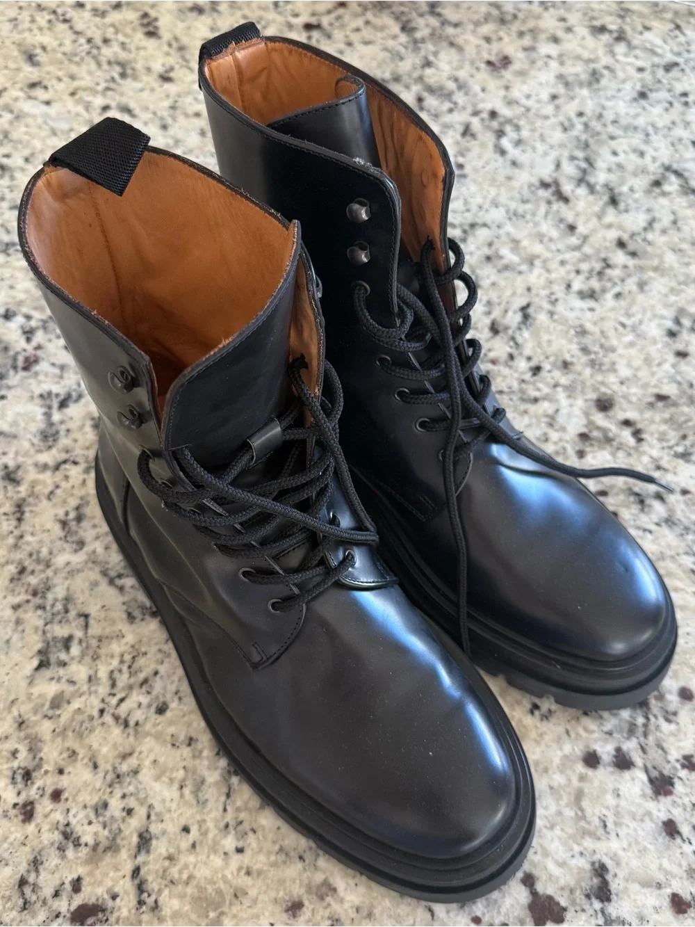 Banana Republic Black Leather Lace-Up Combat Boots